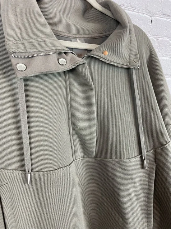 Calia Size XXL Taupe Textured Minimalist 1/2 Zip Cropped Sweatshirt LKNW - Picture 2 of 6